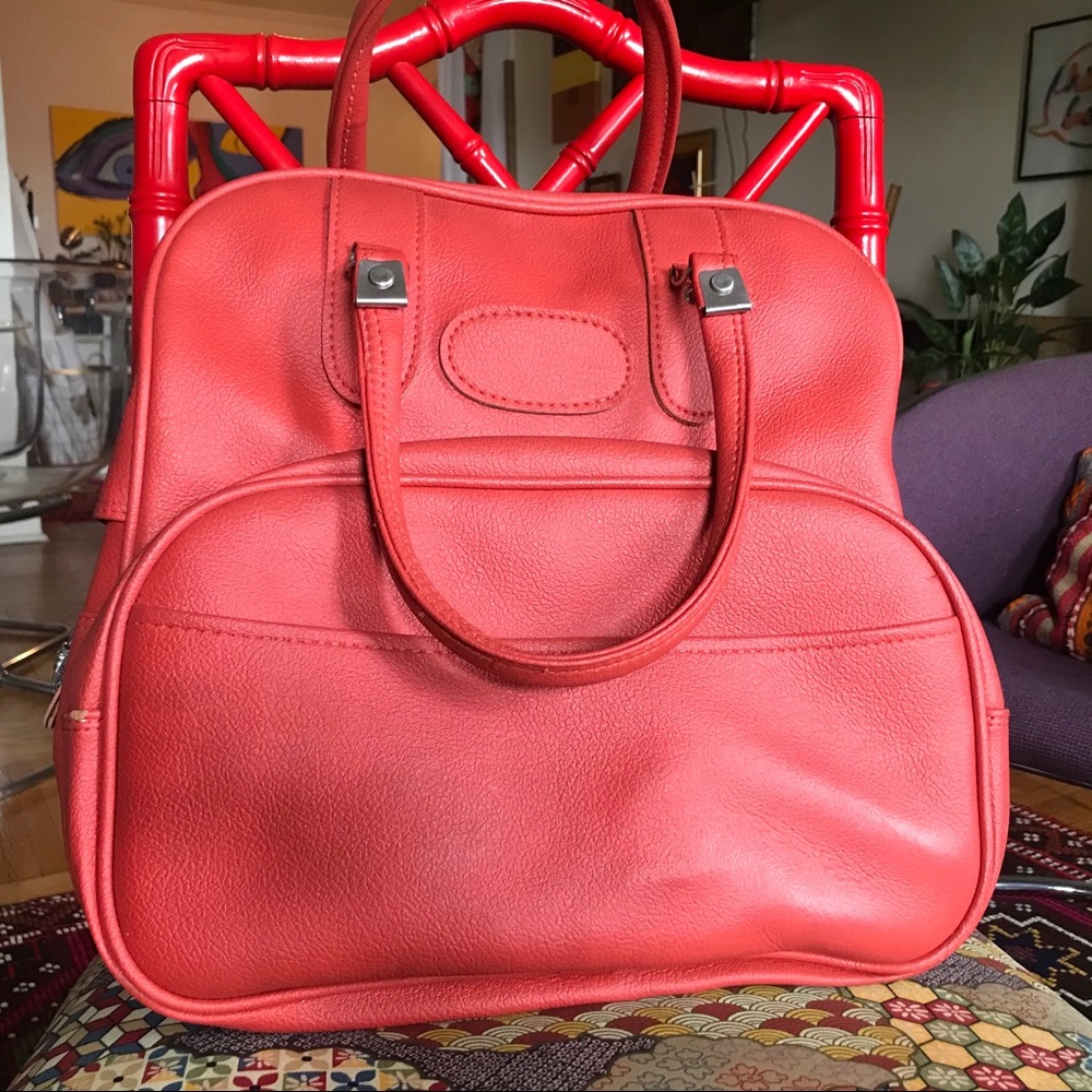 Vintage vinyl travel tote.